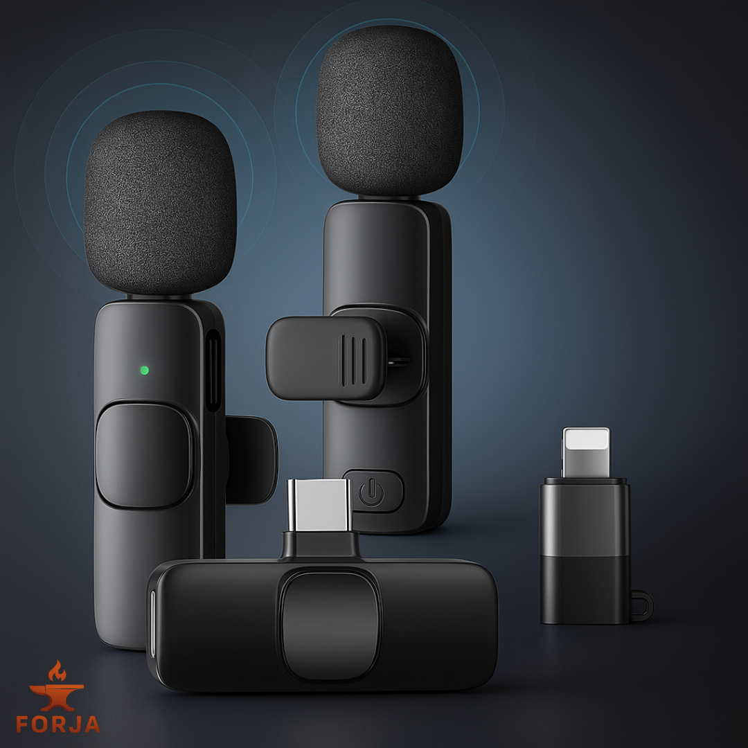 PAR DE MICRÓFONOS INALÁMBRICOS PARA CELULAR - Pequeño, portátil y duradero