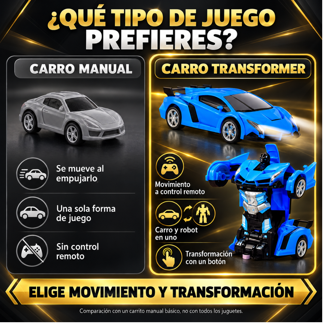 CARRO TRANSFORMER A CONTROL REMOTO — Dos formas de jugar, una gran sorpresa