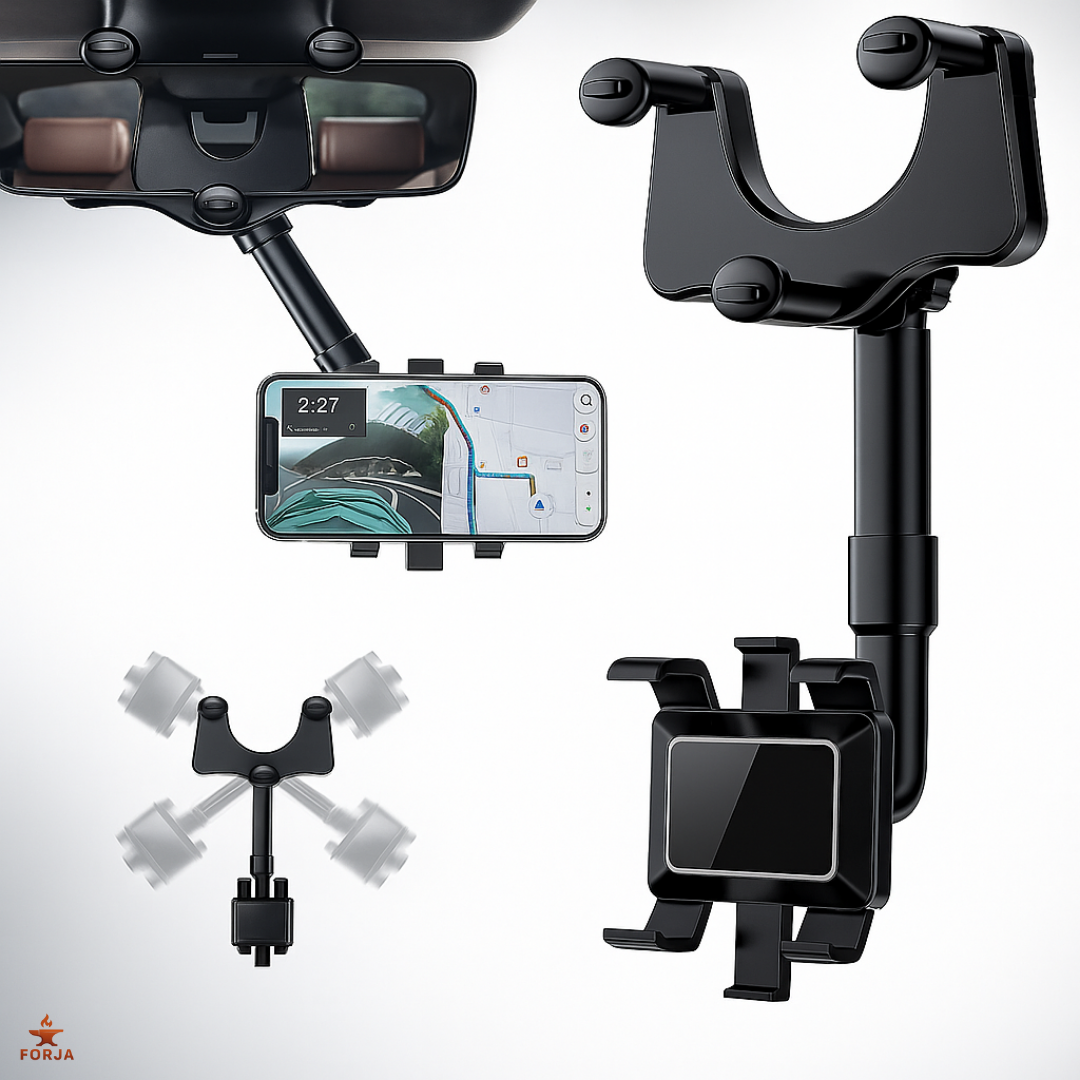 SOPORTE DE CELULAR RETROVISOR 360° – Usa GPS Seguro, Sin Distracciones