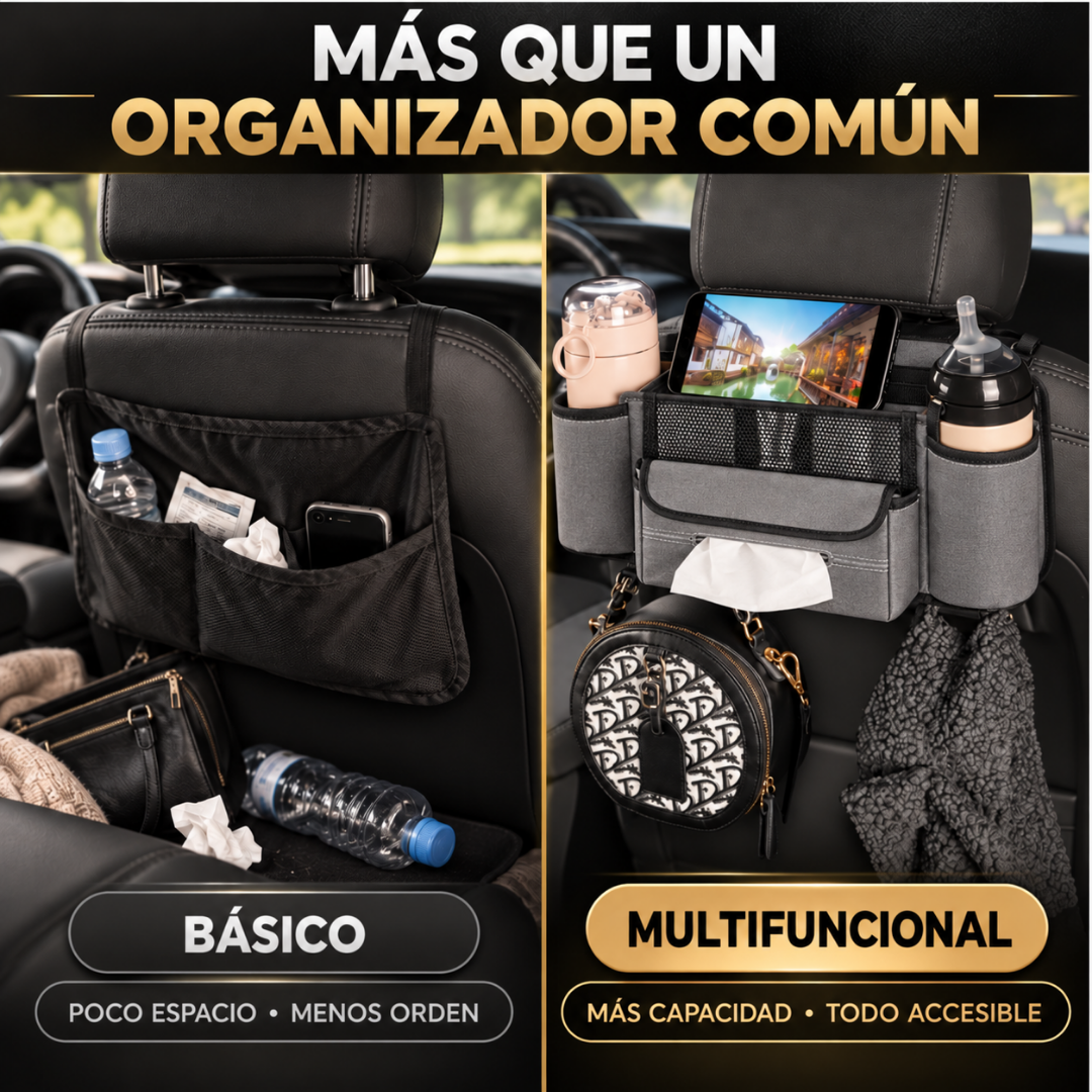 ORGANIZADOR MULTIUSO PARA AUTO — Más orden y comodidad en cada viaje.