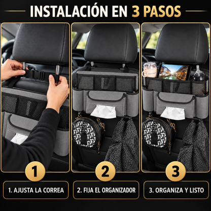 ORGANIZADOR MULTIUSO PARA AUTO — Más orden y comodidad en cada viaje.