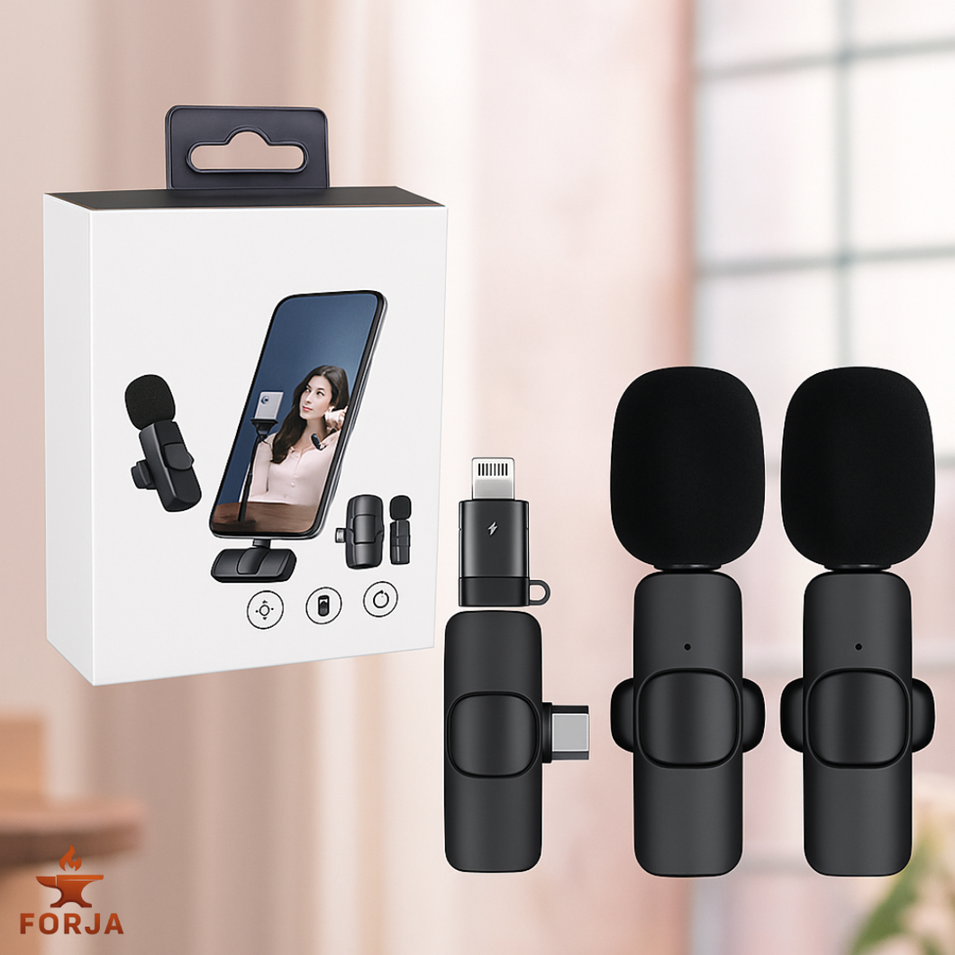 PAR DE MICRÓFONOS INALÁMBRICOS PARA CELULAR - Pequeño, portátil y duradero