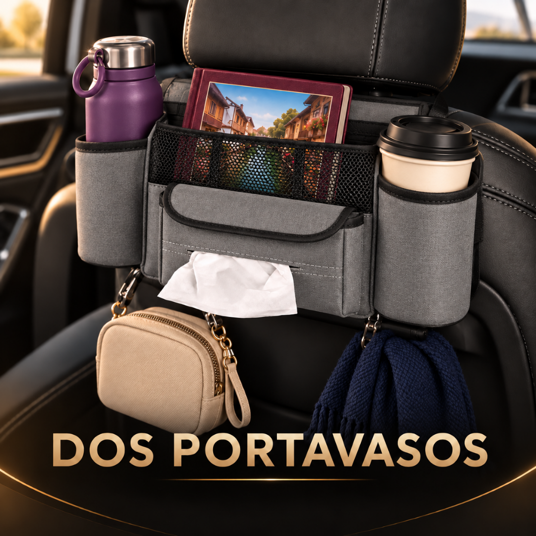 ORGANIZADOR MULTIUSO PARA AUTO — Más orden y comodidad en cada viaje.