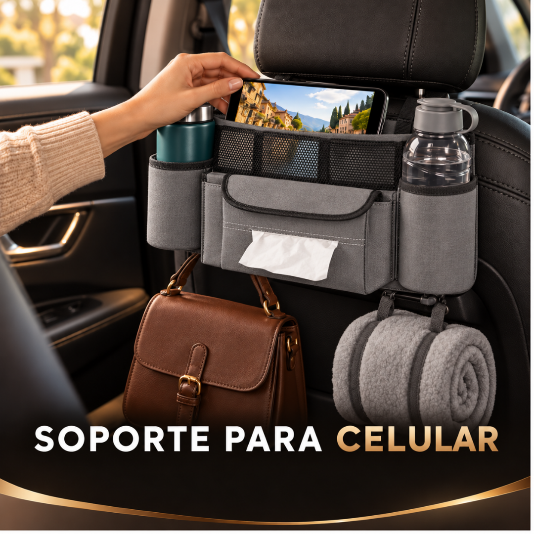 ORGANIZADOR MULTIUSO PARA AUTO — Más orden y comodidad en cada viaje.