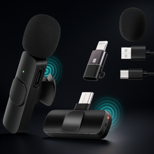 Cargar imagen en el visor de la galería, PAR DE MICRÓFONOS INALÁMBRICOS PARA CELULAR - Pequeño, portátil y duradero
