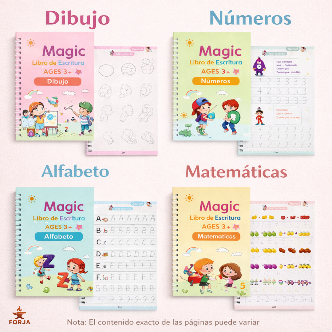 SET X4 LIBRETAS EDUCATIVAS MAGICAS REUTILIZABLES - Aprender jugando nunca fue tan mágico