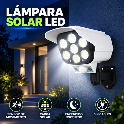 LAMPARA SOLAR TIPO CAMARA CON SENSOR DE MOVIMIENTO - Carga de día e ilumina de noche