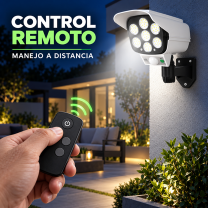 LAMPARA SOLAR TIPO CAMARA CON SENSOR DE MOVIMIENTO - Carga de día e ilumina de noche