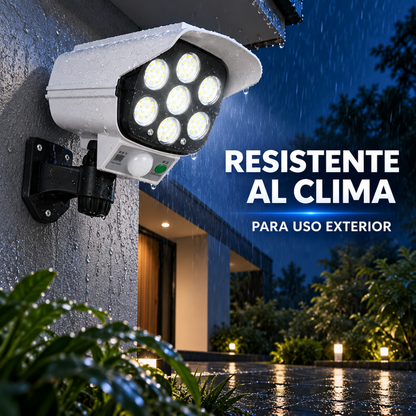 LAMPARA SOLAR TIPO CAMARA CON SENSOR DE MOVIMIENTO - Carga de día e ilumina de noche