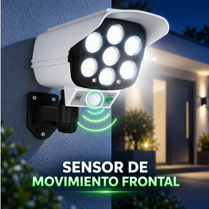 LAMPARA SOLAR TIPO CAMARA CON SENSOR DE MOVIMIENTO - Carga de día e ilumina de noche
