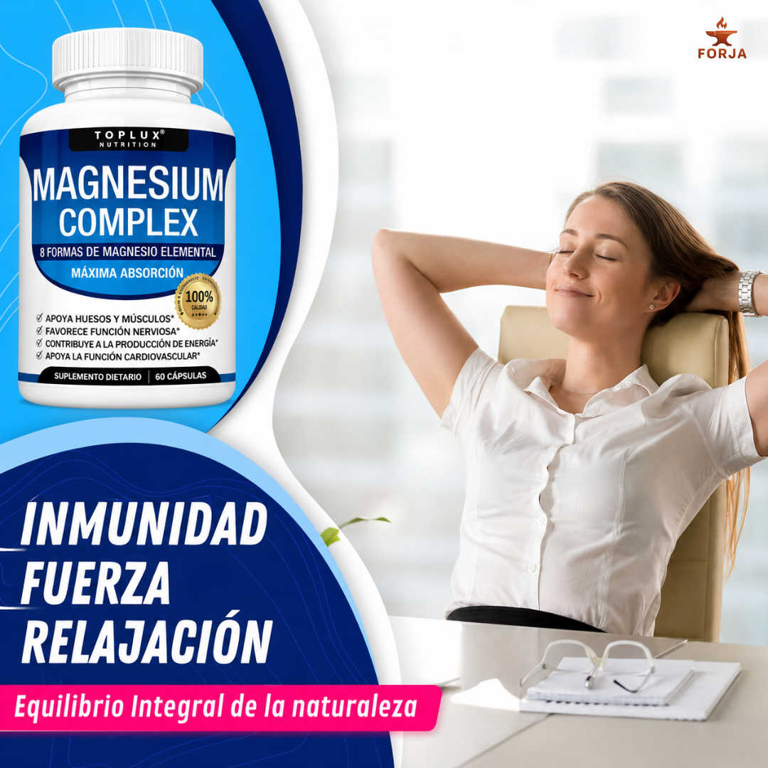 MAGNESIUM COMPLEX EN CÁPSULAS – Duerme profundo, elimina el cansancio y despierta con energía real
