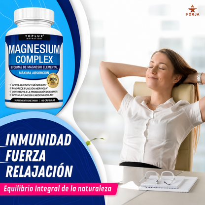 MAGNESIUM COMPLEX EN CÁPSULAS – Duerme profundo, elimina el cansancio y despierta con energía real