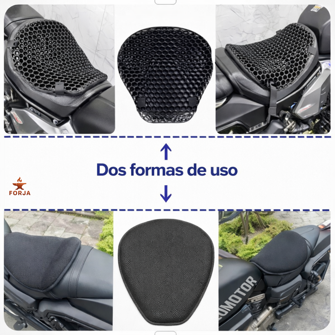 COJIN DE GEL ERGONOMICO PARA MOTO - Diseñado para aliviar la presión y el cansancio al manejar.