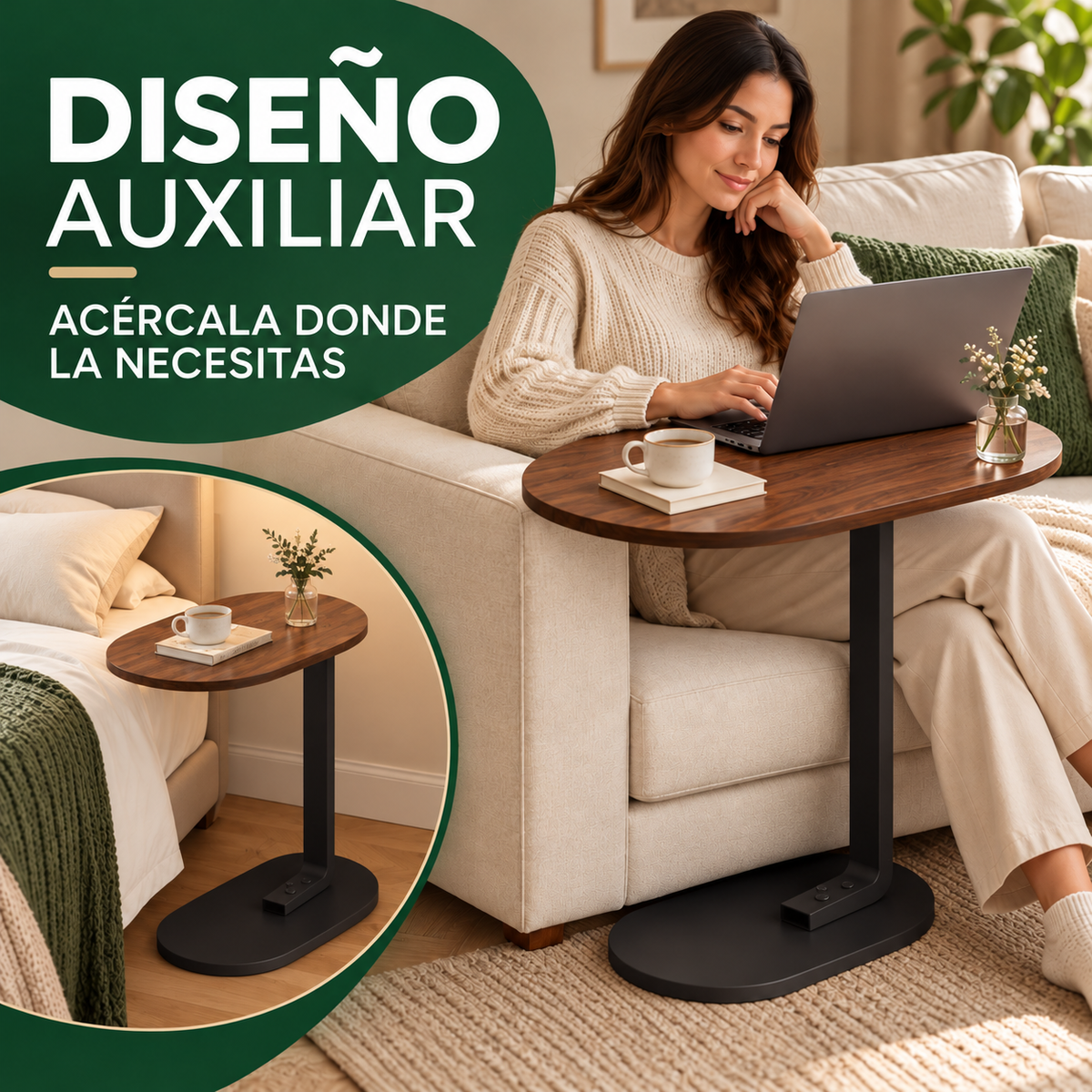 MESA AUXILIAR REGULABLE – Comodidad y practicidad en cualquier espacio